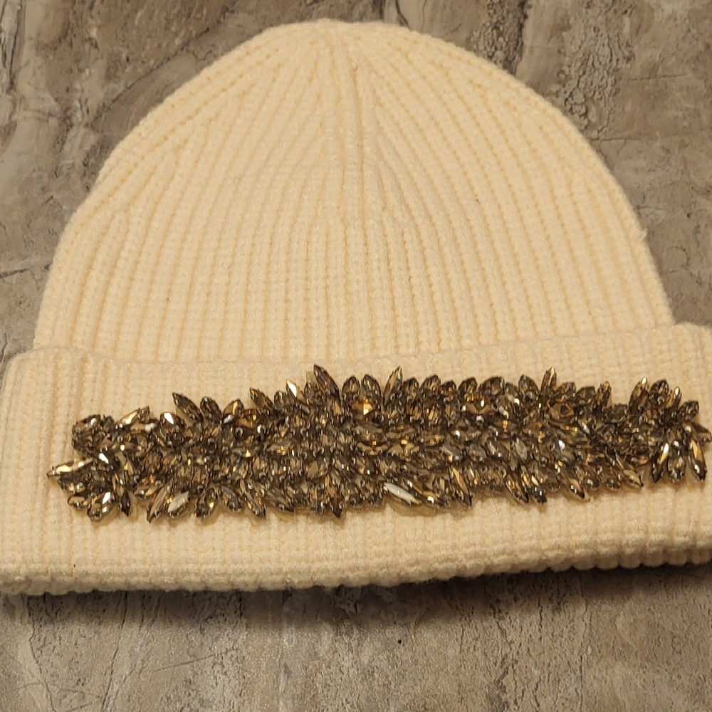 Rachel Zoe Cream Hat with Gold Accents